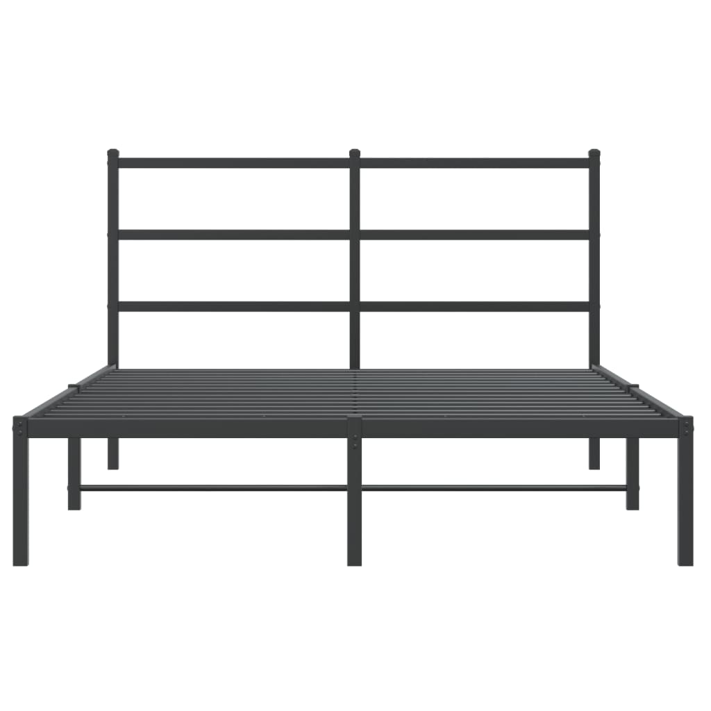 Black Metal Bed Frame with Headboard 140x190cm - No Mattress