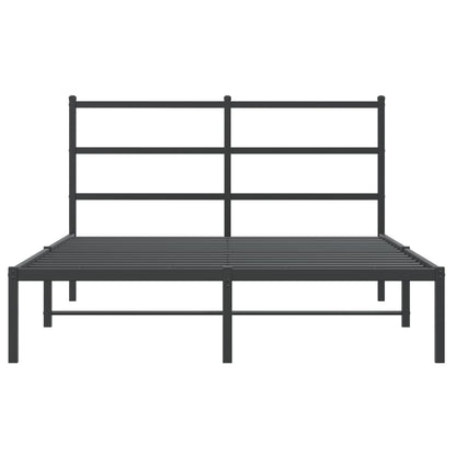 Black Metal Bed Frame with Headboard 140x190cm - No Mattress