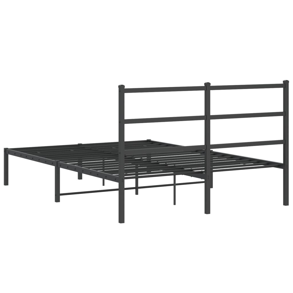 Black Metal Bed Frame with Headboard 140x190cm - No Mattress