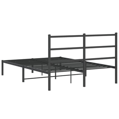 Black Metal Bed Frame with Headboard 140x190cm - No Mattress