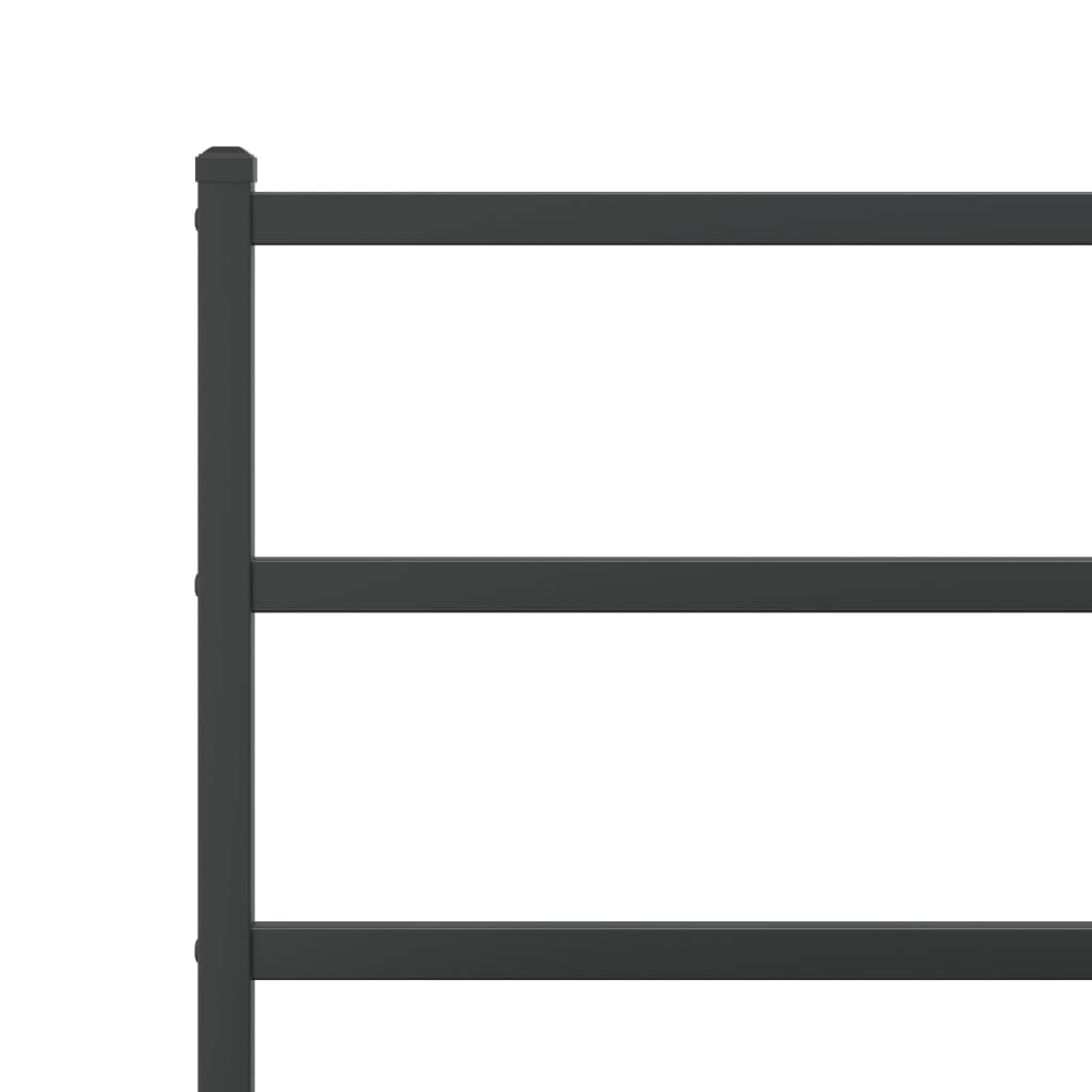 Black Metal Bed Frame with Headboard 140x190cm - No Mattress