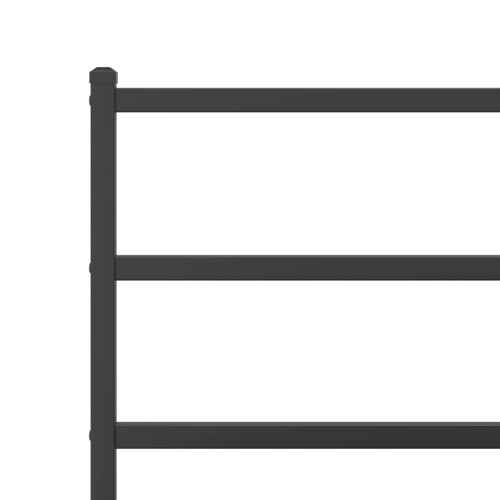 Black Metal Bed Frame with Headboard - 140x200cm Sturdy Design