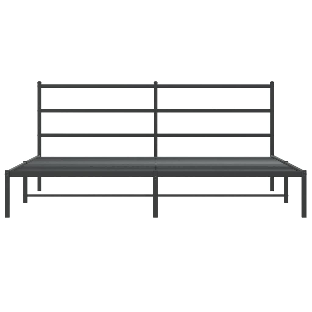 Black Metal Bed Frame with Headboard - 183x213cm Sturdy Design