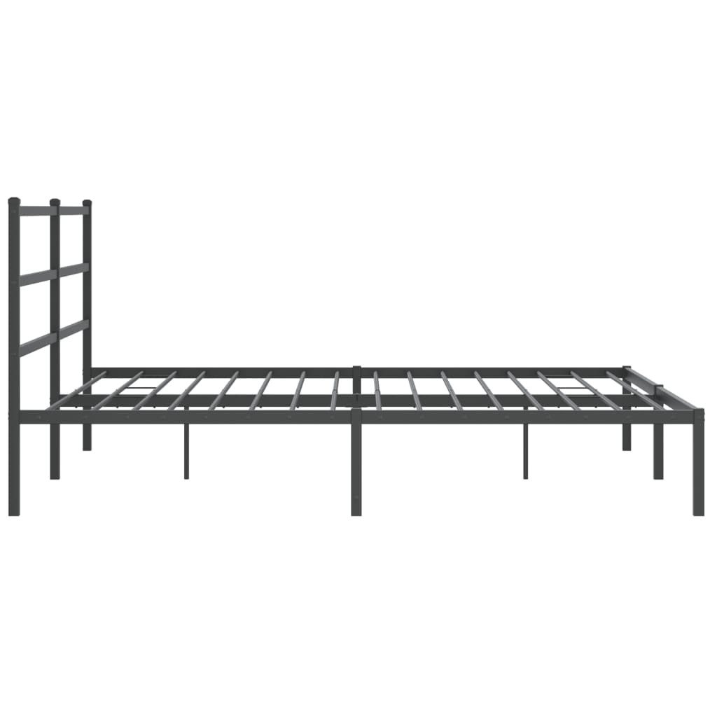Black Metal Bed Frame with Headboard - 183x213cm Sturdy Design