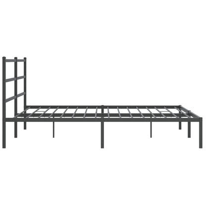 Black Metal Bed Frame with Headboard - 183x213cm Sturdy Design