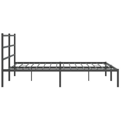 Sleek Black Metal Bed Frame with Headboard - 193x203cm