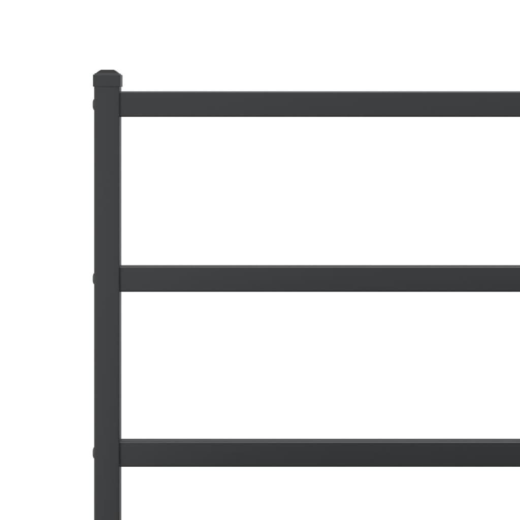 Sleek Black Metal Bed Frame with Headboard - 193x203cm
