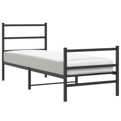 Black Metal Bed Frame with Footboard 80x200cm - No Mattress Included
