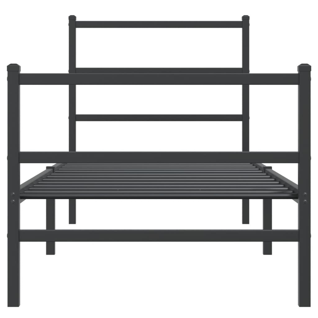 Black Metal Bed Frame with Footboard 80x200cm - No Mattress Included