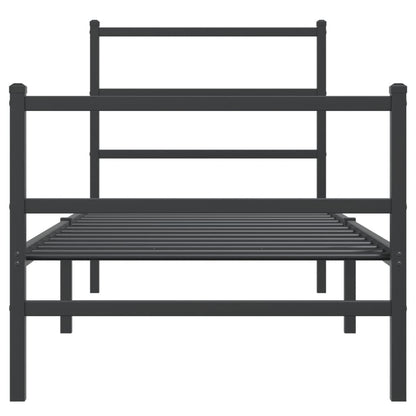 Black Metal Bed Frame with Footboard 80x200cm - No Mattress Included