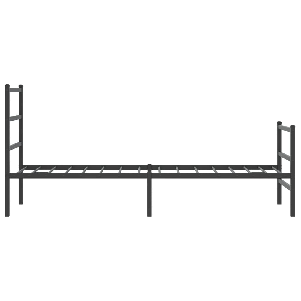 Black Metal Bed Frame with Footboard 80x200cm - No Mattress Included
