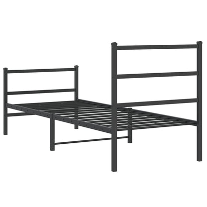 Black Metal Bed Frame with Footboard 80x200cm - No Mattress Included