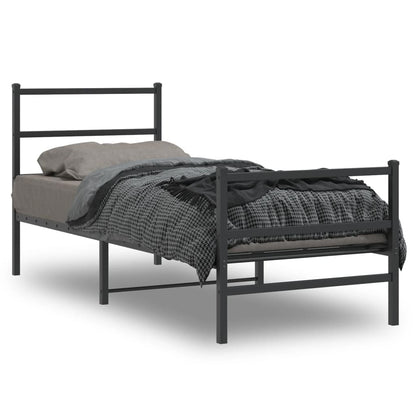 Black Metal Bed Frame with Footboard 80x200cm - No Mattress Included