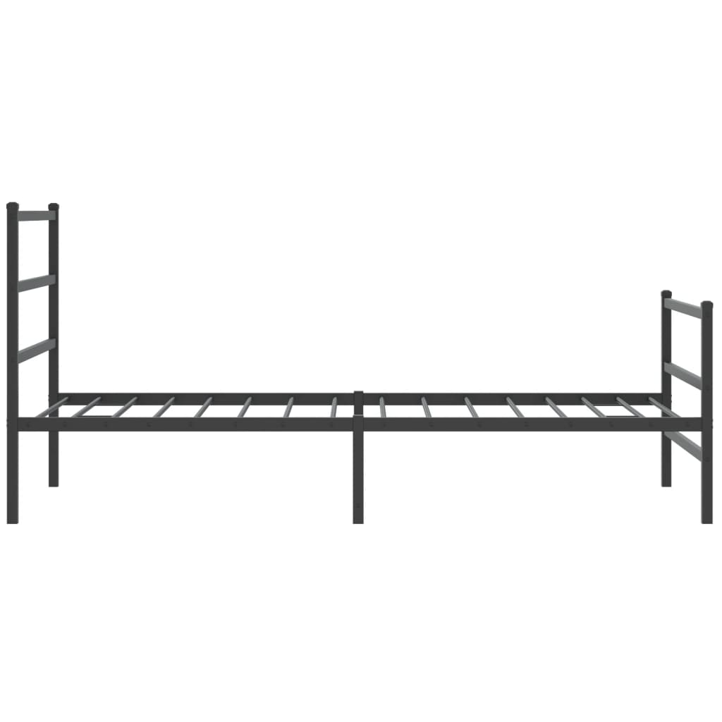 Sleek Black Metal Bed Frame with Footboard - 107x203 cm