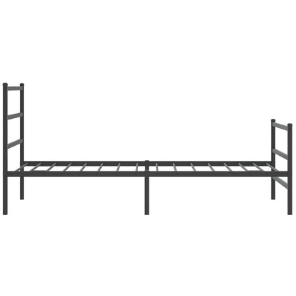 Sleek Black Metal Bed Frame with Footboard - 107x203 cm