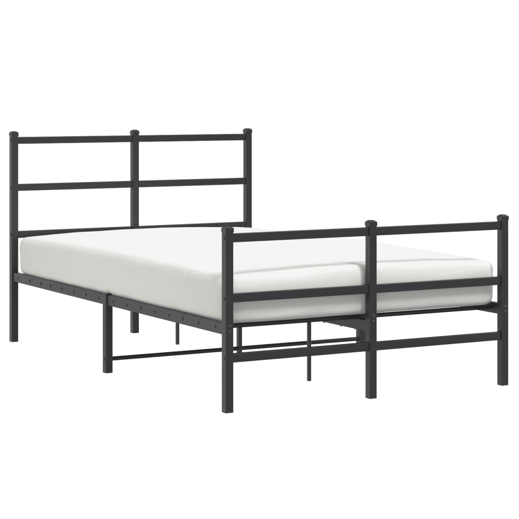 Black Metal Bed Frame with Footboard - 120x200cm Sturdy Design