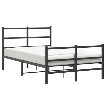 Black Metal Bed Frame with Footboard - 120x200cm Sturdy Design