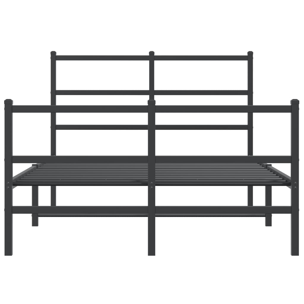 Black Metal Bed Frame with Footboard - 120x200cm Sturdy Design