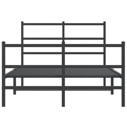 Black Metal Bed Frame with Footboard - 120x200cm Sturdy Design