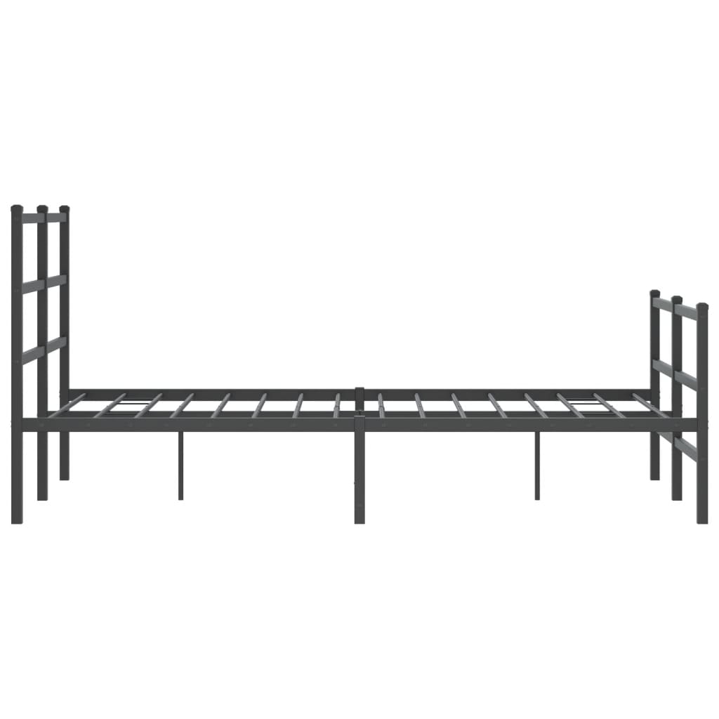 Black Metal Bed Frame with Footboard - 120x200cm Sturdy Design