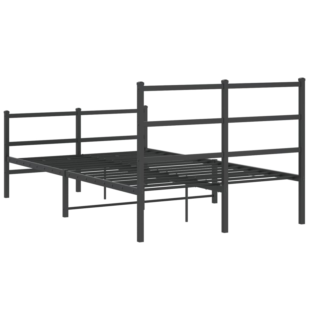 Black Metal Bed Frame with Footboard - 120x200cm Sturdy Design