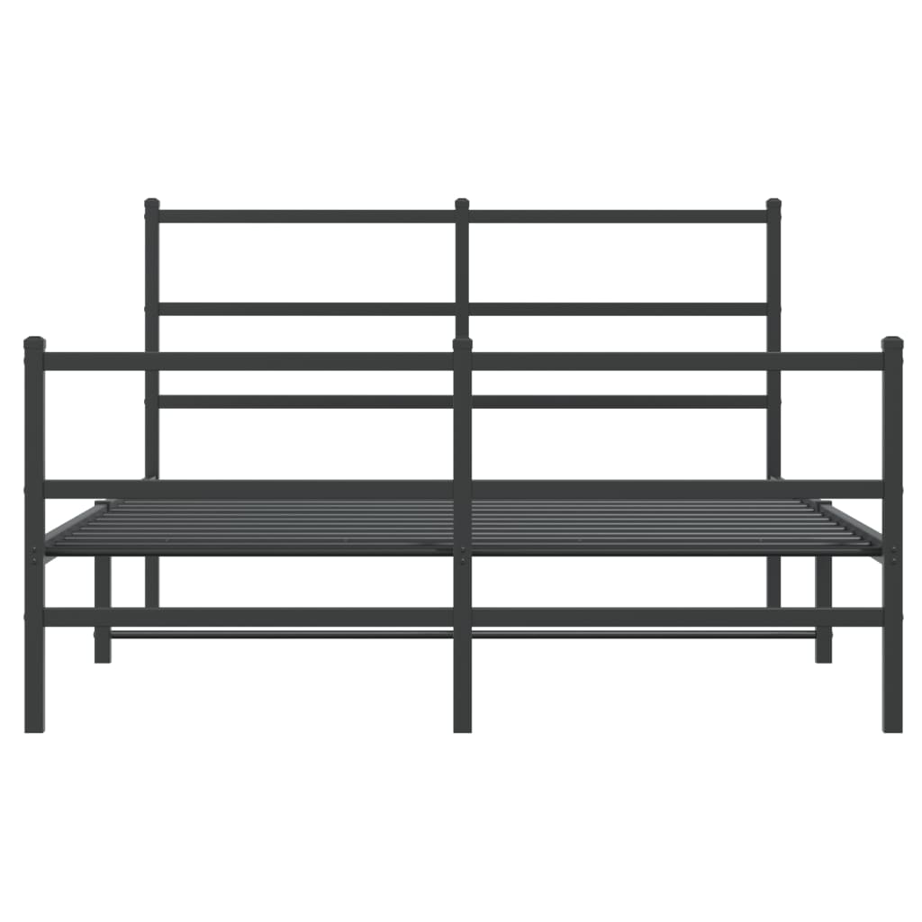 Stylish Black Metal Bed Frame with Footboard - 135x190cm