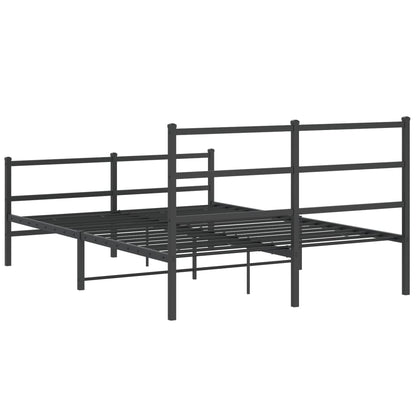 Stylish Black Metal Bed Frame with Footboard - 135x190cm