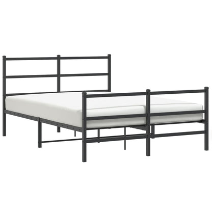 Stylish Black Metal Bed Frame 140x190cm with Footboard