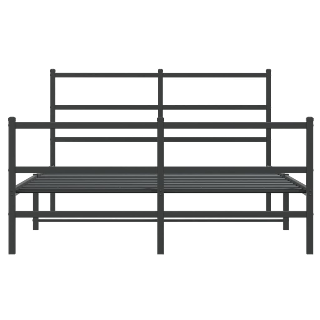 Stylish Black Metal Bed Frame 140x190cm with Footboard