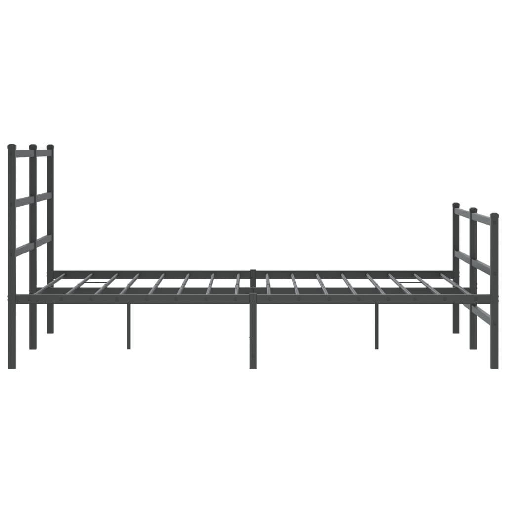 Stylish Black Metal Bed Frame 140x190cm with Footboard
