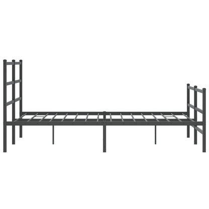 Stylish Black Metal Bed Frame 140x190cm with Footboard