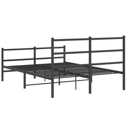 Stylish Black Metal Bed Frame 140x190cm with Footboard