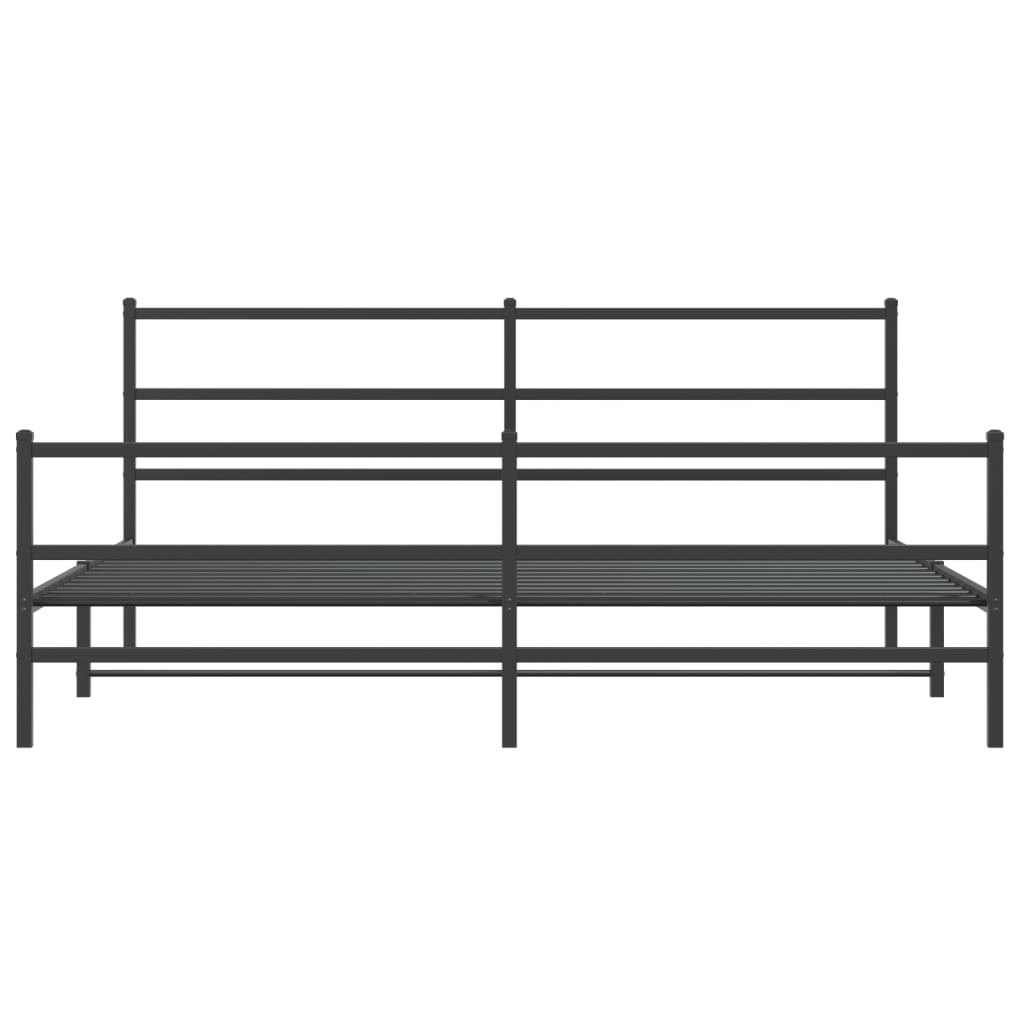 Black Metal Bed Frame with Footboard - 183x213cm, No Mattress