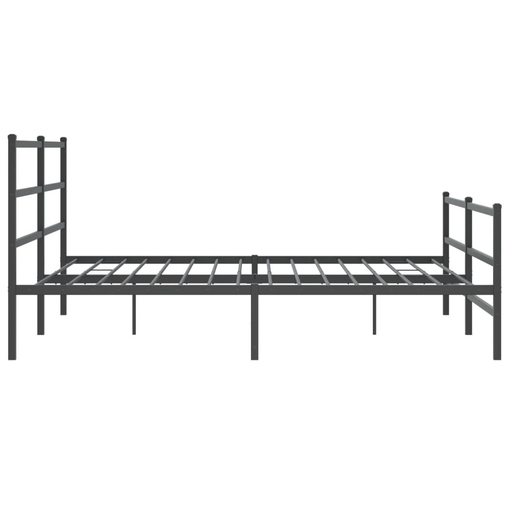 Black Metal Bed Frame with Footboard - 183x213cm, No Mattress