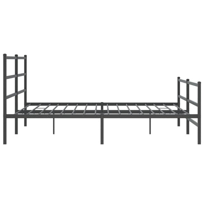 Black Metal Bed Frame with Footboard - 183x213cm, No Mattress