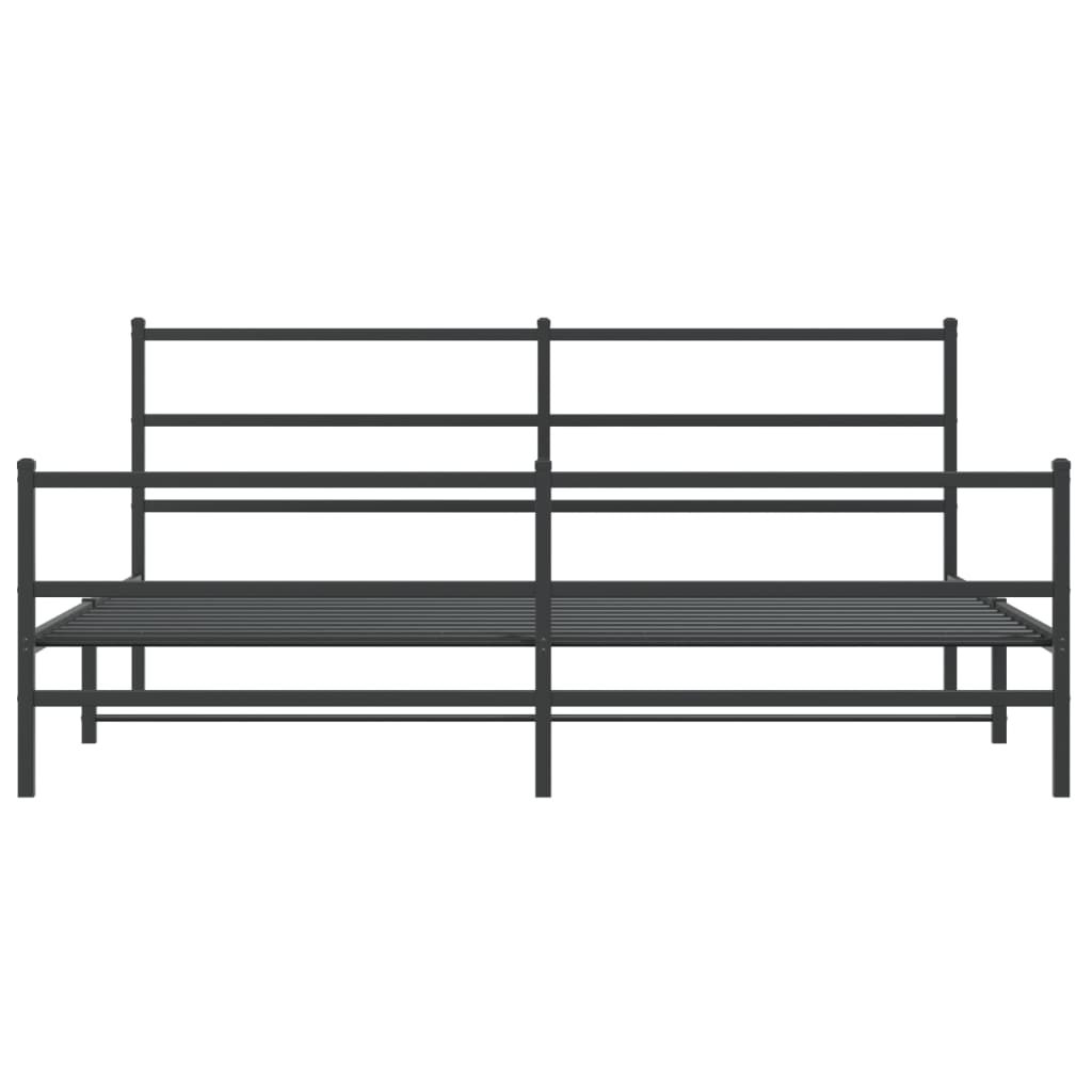 Sturdy Black Metal Bed Frame with Footboard 193x203cm – No Mattress