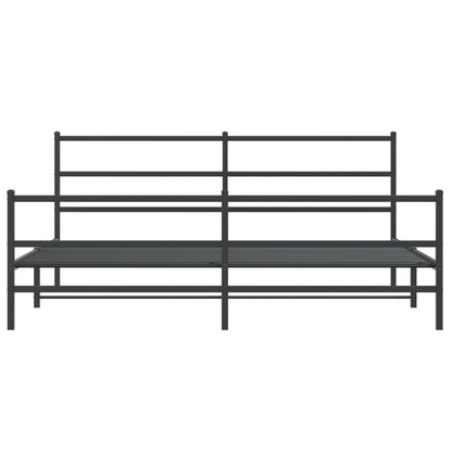 Sturdy Black Metal Bed Frame with Footboard 193x203cm – No Mattress