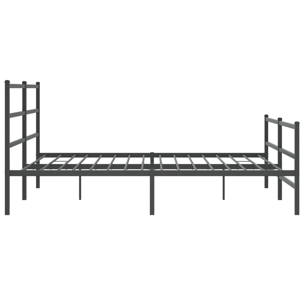 Sturdy Black Metal Bed Frame with Footboard 193x203cm – No Mattress