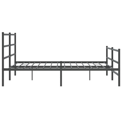 Sturdy Black Metal Bed Frame with Footboard 193x203cm – No Mattress