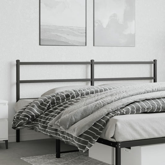 Sleek Black Metal Headboard 193 cm - Modern Bedroom Essential