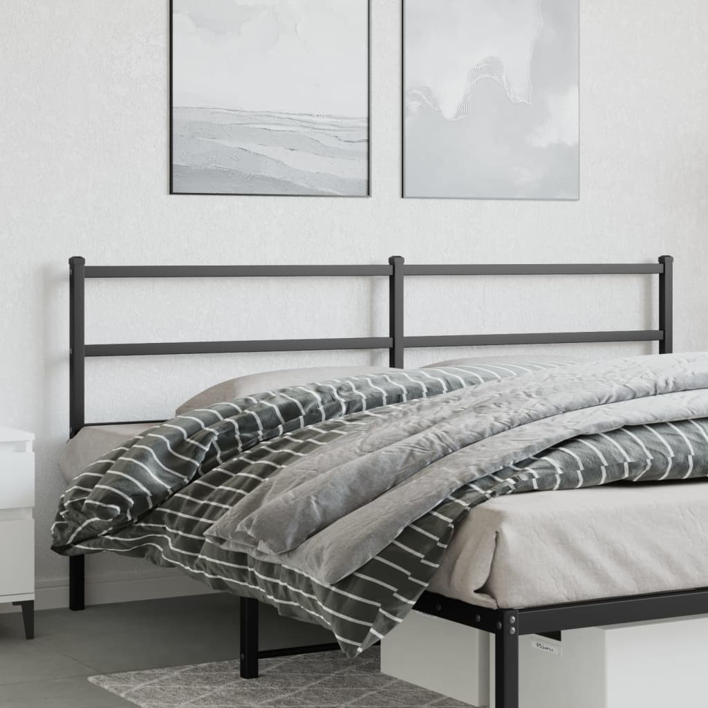 Sleek Black Metal Headboard - 200 cm - Modern Bedroom Style