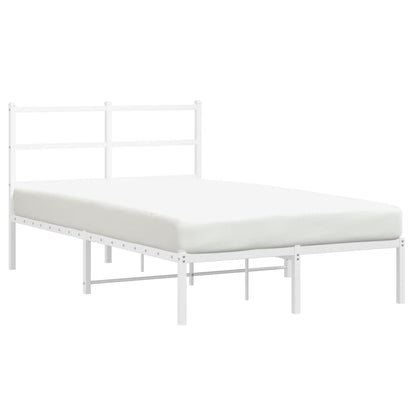 White Metal Bed Frame with Headboard - 120x190cm Without Mattress