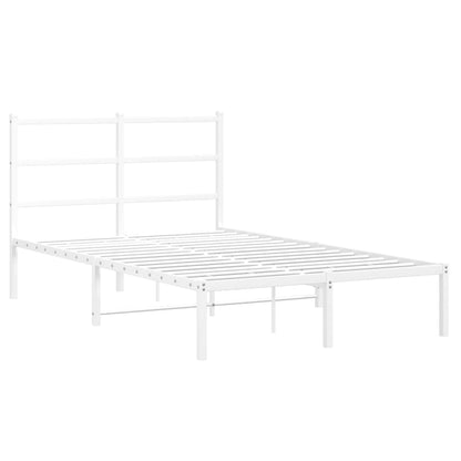 White Metal Bed Frame with Headboard - 120x190cm Without Mattress