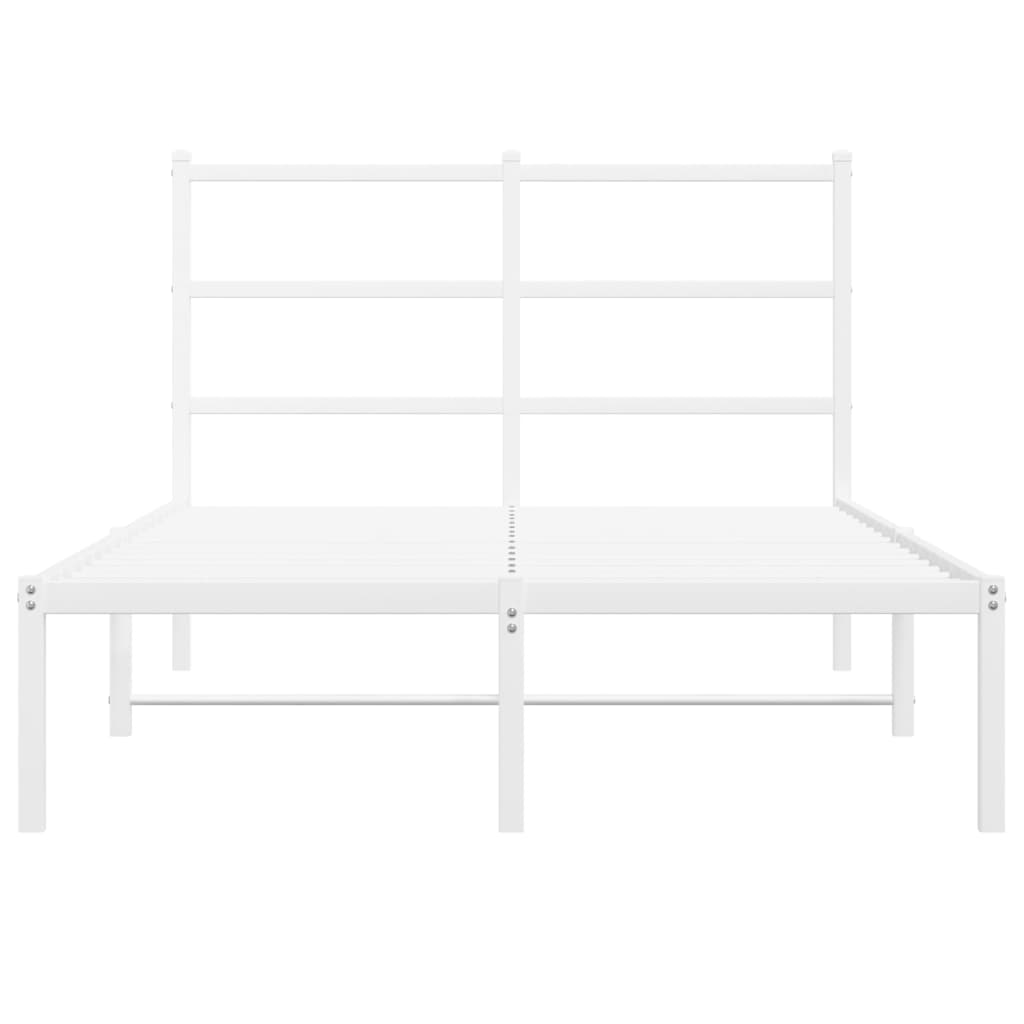 White Metal Bed Frame with Headboard - 120x190cm Without Mattress