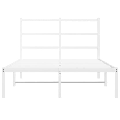 White Metal Bed Frame with Headboard - 120x190cm Without Mattress