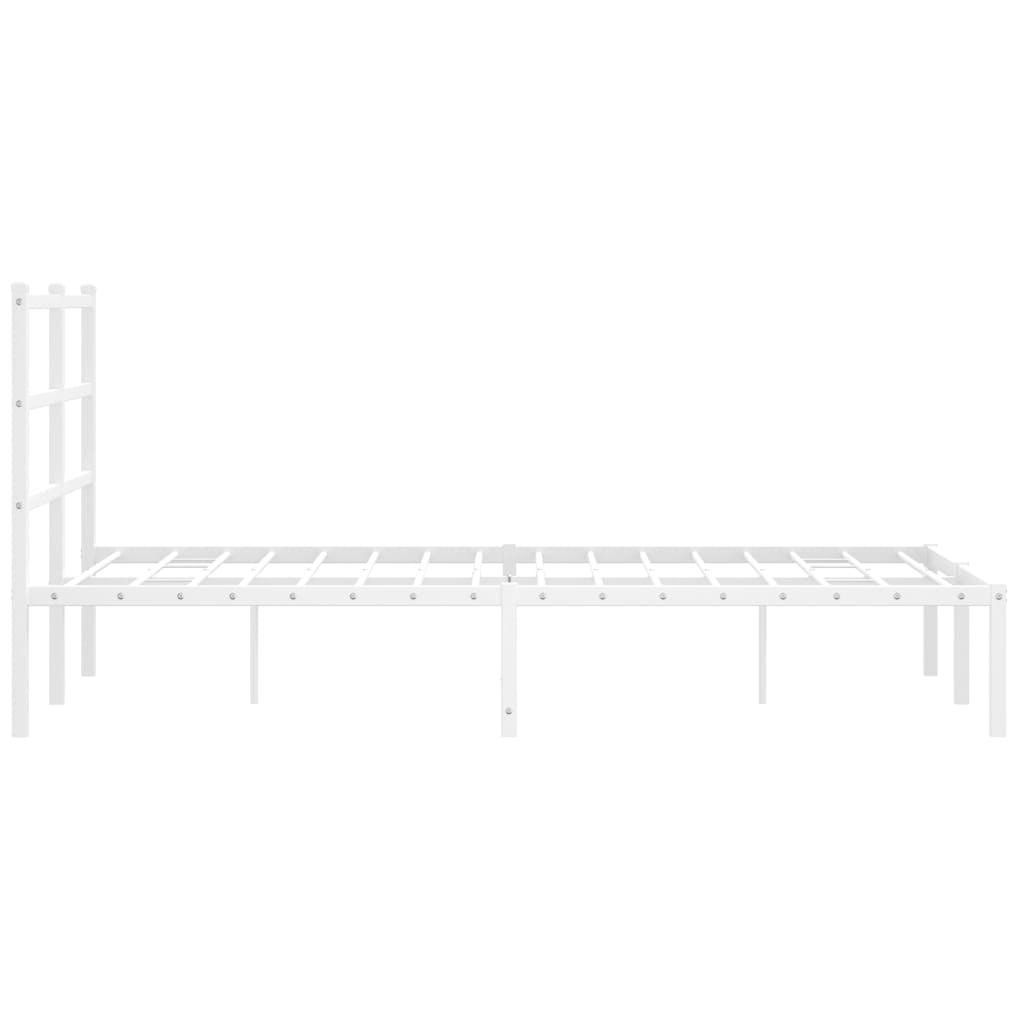 White Metal Bed Frame with Headboard - 120x190cm Without Mattress