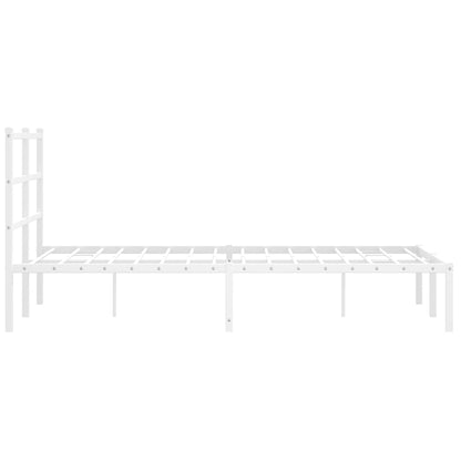 White Metal Bed Frame with Headboard - 120x190cm Without Mattress
