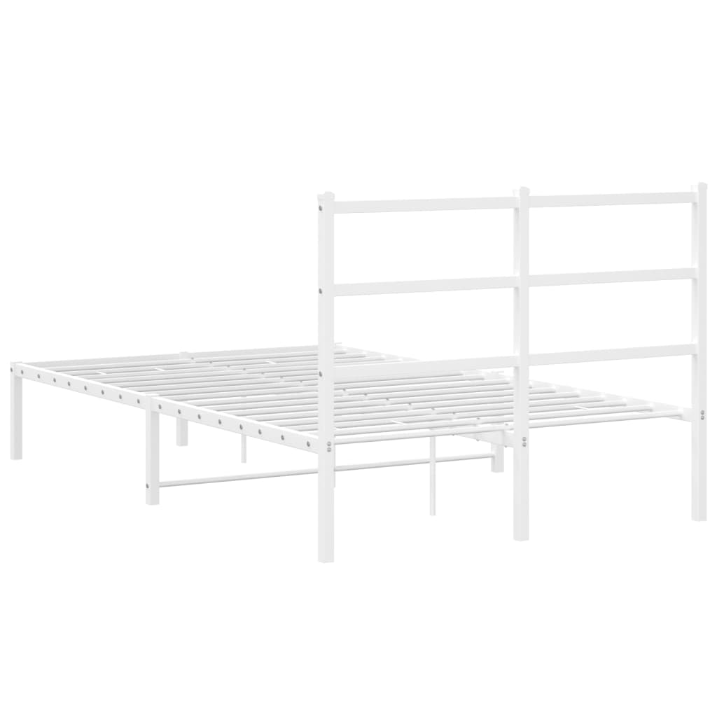 White Metal Bed Frame with Headboard - 120x190cm Without Mattress