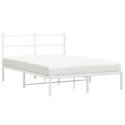 White Metal Bed Frame with Headboard 140x190cm - No Mattress