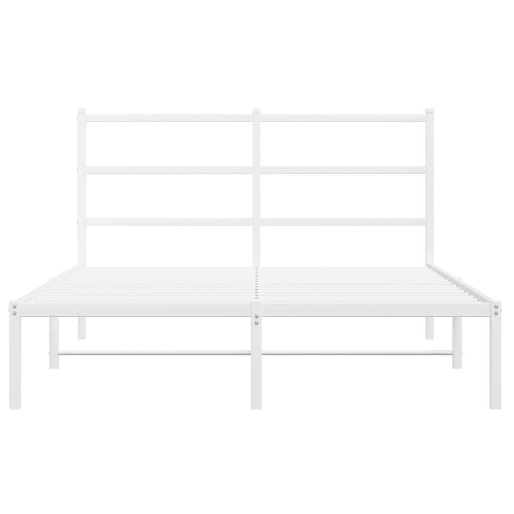 White Metal Bed Frame with Headboard 140x190cm - No Mattress